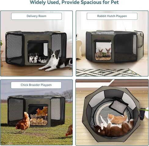 Petsfit قفص لعب للكلاب الكبيرة/القطط/الأرنب/الفرخ، قاعدة مطلية بالبولي فينيل كلوريد قابلة للإزالة وسهلة التنظيف، قفص لعب للكلاب للاستخدام الداخلي/الخارجي/السفر، كبير (45.5 بوصة × 45.5 بوصة × 21 بوصة) in Kuwait