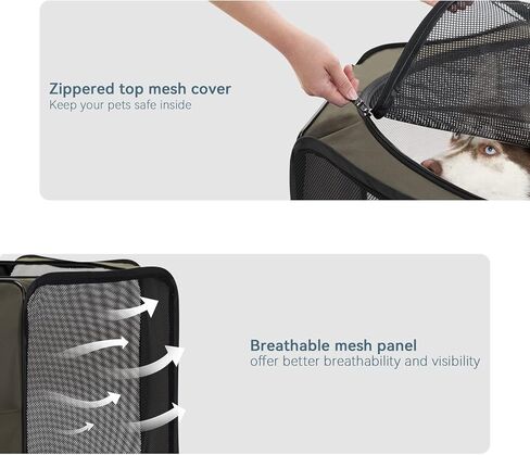 Petsfit قفص لعب للكلاب الكبيرة/القطط/الأرنب/الفرخ، قاعدة مطلية بالبولي فينيل كلوريد قابلة للإزالة وسهلة التنظيف، قفص لعب للكلاب للاستخدام الداخلي/الخارجي/السفر، كبير (45.5 بوصة × 45.5 بوصة × 21 بوصة) in Kuwait