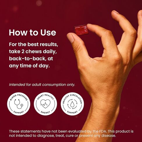 humanN SuperBeets Heart Chews Advanced - 3-in-1 Formula with Beetroot, Grape Seed Extract, & CoQ10, 60 Count in Kuwait