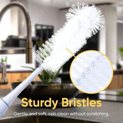 Superio Baby Bottle Brush Cleaner, Water Bottle Cleaner Brush Scrubber, Cup Brush Cleaner, Blue Bottle Washer with Long Handle Silicone Grip, (Blue-3 Pack) in Kuwait