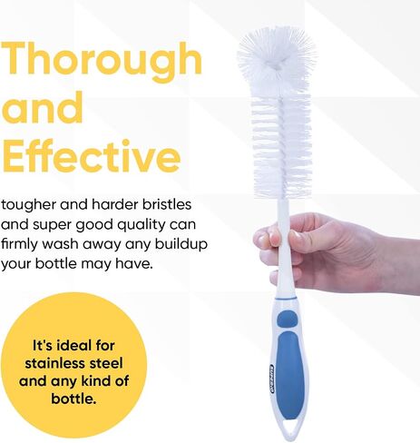 Superio Baby Bottle Brush Cleaner, Water Bottle Cleaner Brush Scrubber, Cup Brush Cleaner, Blue Bottle Washer with Long Handle Silicone Grip, (Blue-3 Pack) in Kuwait