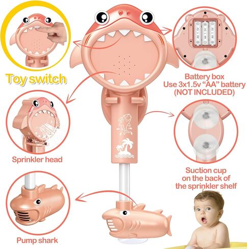 SUNWUKING رأس دش للأطفال الصغار للحمام - رأس دش حمام الطفل ألعاب حوض الاستحمام مرشات الأطفال - ألعاب دش الأطفال الصغار - رشاش حمام - رأس دش حمام للأطفال مع دعامات دش كؤوس شفط in Kuwait