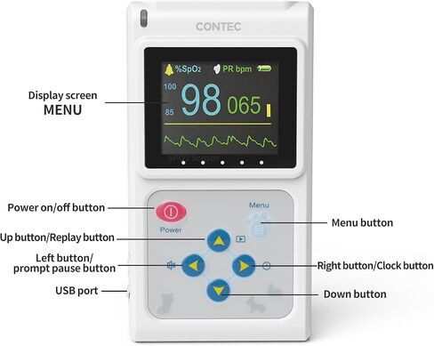 CONTEC CMS60D-VET Veterinary Pulse Oximeter Vet SPO2 Pulse Rate Monitor Ear/Tongue SPO2 Sensor in Saudi Arabia
