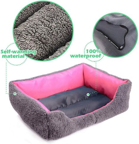 Barelove Square Large Dog Bed Mattress Washable Pads Room Waterproof Bottom (Large, Hot Pink) in Kuwait