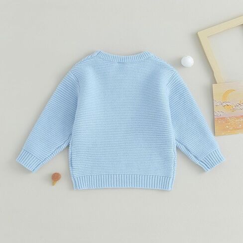 ICNGLKSND سترة منسوجة للفتيات الصغيرات بلوفر دافئ بياقة دائرية وأكمام طويلة سترة مطرزة بحروف ملابس الخريف والشتاء in Kuwait