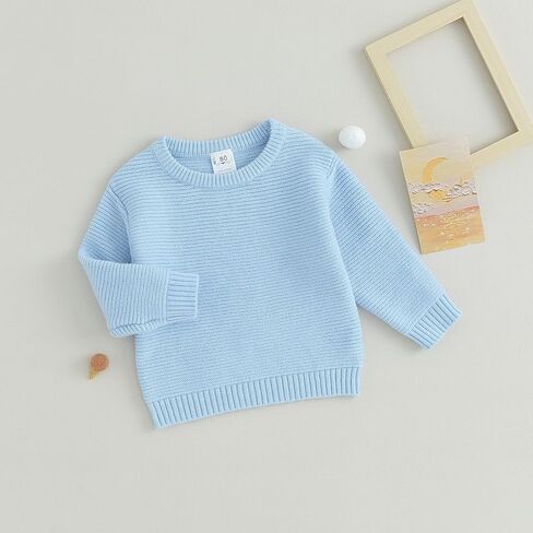 ICNGLKSND سترة منسوجة للفتيات الصغيرات بلوفر دافئ بياقة دائرية وأكمام طويلة سترة مطرزة بحروف ملابس الخريف والشتاء in Kuwait