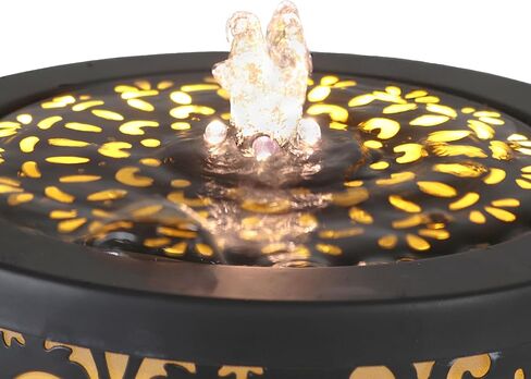 Sunnydaze Filigree Cutout Indoor Tabletop Water Fountain with Lights - 5.5-Inch H - Electric Submersible Pump - Black in Saudi Arabia