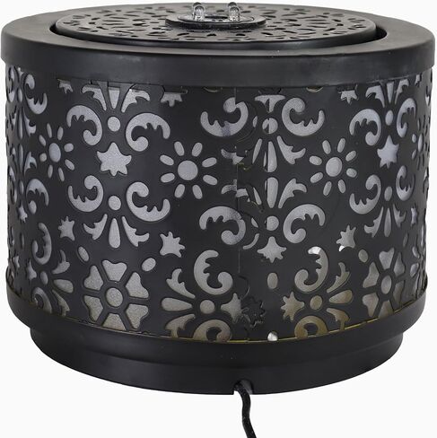 Sunnydaze Filigree Cutout Indoor Tabletop Water Fountain with Lights - 5.5-Inch H - Electric Submersible Pump - Black in Saudi Arabia