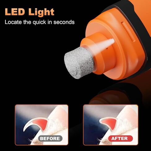 مطحنة أظافر الكلاب من أورينت فاير هادئة (45 ديسيبل)، ماكينة تشذيب أظافر الحيوانات الأليفة الكهربائية الاحترافية بسرعتين مع أضواء LED للكلاب الصغيرة والقطط، أداة تزيين منخفضة الضوضاء وغير مؤلمة مع عجلتين للطحن in Kuwait