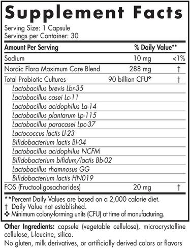Nordic Naturals Nordic Flora Probiotic Women's Balance - 30 كبسولة - 12 سلالة بروبيوتيك مع 60 مليار ثقافة - دعم معوي، صحة المهبل - نباتي - 30 حصة in Kuwait