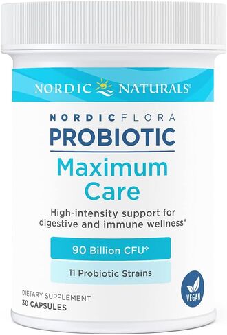 Nordic Naturals Nordic Flora Probiotic Women's Balance - 30 كبسولة - 12 سلالة بروبيوتيك مع 60 مليار ثقافة - دعم معوي، صحة المهبل - نباتي - 30 حصة in Kuwait