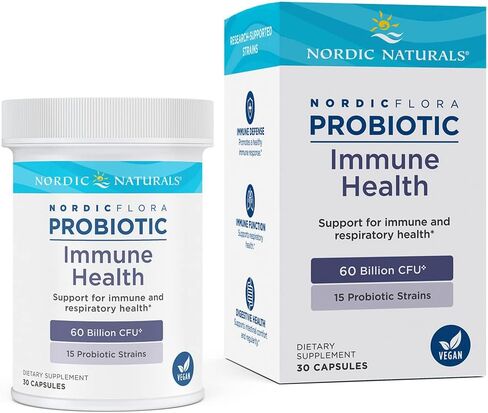 Nordic Naturals Nordic Flora Probiotic Women's Balance - 30 كبسولة - 12 سلالة بروبيوتيك مع 60 مليار ثقافة - دعم معوي، صحة المهبل - نباتي - 30 حصة in Kuwait