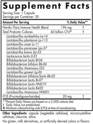 Nordic Naturals Nordic Flora Probiotic Women's Balance - 30 كبسولة - 12 سلالة بروبيوتيك مع 60 مليار ثقافة - دعم معوي، صحة المهبل - نباتي - 30 حصة in Kuwait