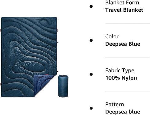 rioyalo ECOSILK بطانية خارجية مقاومة للماء | بطانية تخييم منتفخة مقاس XL للمشي لمسافات طويلة وحقيبة الظهر | بطانية سيارات السفر خفيفة الوزن وقابلة للتعبئة مع. كيس أشياء لمهرجان النزهة |55 × 79 بوصة| كامو الغابة… in Kuwait