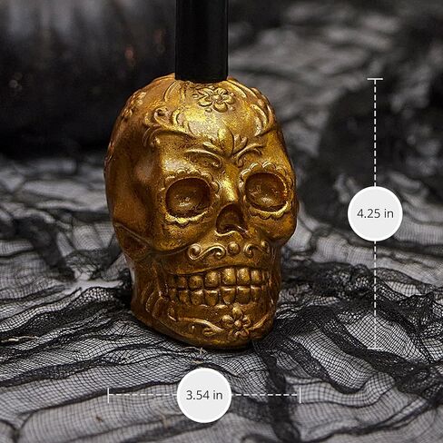 Luminara Day of The Dead Skull - تناسب شمعدان LED/شموع مستدقة مقاس 1 بوصة (تباع بشكل منفصل) - 3.75 بوصة × 4.25 بوصة - للهالوين أو Dia de Los Muertos Ofrenda - أسود in Kuwait