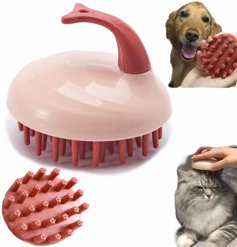 Pet massage brush Wet and dry use for cat and dogs with fluffy animals Two brush bodies for different animals and body parts，dog bath brush in Kuwait