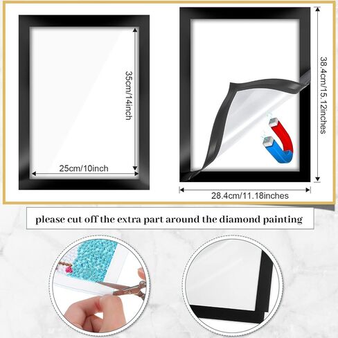Yulejo 4 Pieces Diamond Picture Frame Magnetic Diamond Art Frames Self Adhesive Frames Magnetic PVC Photo Frame Double Sided Sign Holder Frames for Wall Home Office School (Silver) in Saudi Arabia