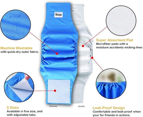 COCOYO Washable Male Dog Wraps, 3 Count (XS) in Kuwait