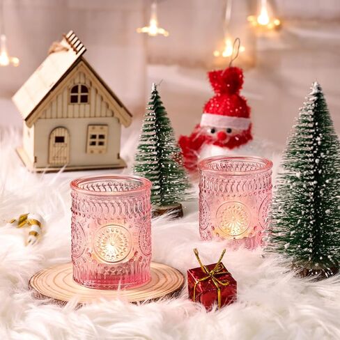 Amber Votive Candle Holders Set of 36- Glass Candle Holders Bulk for Flameless LED Tea Waxes, Vintage Candle Holder for Wedding & Home Table Decor, Vintage Parties in Kuwait