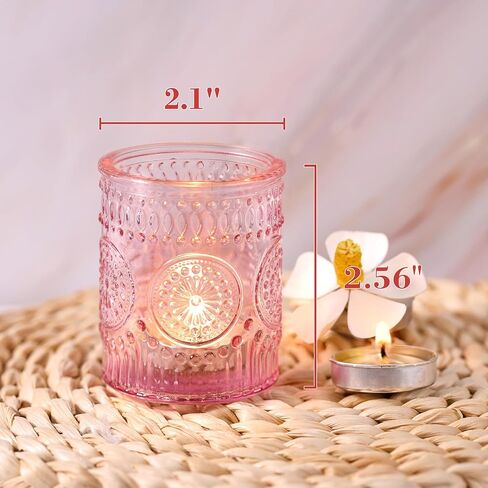 Amber Votive Candle Holders Set of 36- Glass Candle Holders Bulk for Flameless LED Tea Waxes, Vintage Candle Holder for Wedding & Home Table Decor, Vintage Parties in Kuwait