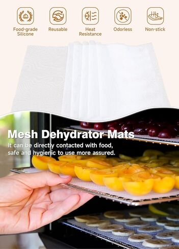 6 عبوات من أوراق مجفف السيليكون (14 × 21 بوصة) حصيرة شبكية من السيليكون غير لاصقة ممتازة لمجفف طعام الفواكه، بطانات صينية تجفيف قابلة لإعادة الاستخدام للفواكه واللحوم والخضروات والأعشاب in Kuwait
