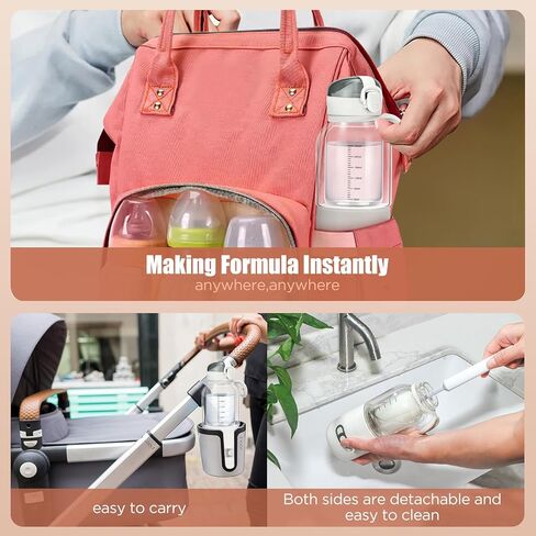 جهاز تسخين الزجاجات المحمول، جهاز تسخين زجاجات الأطفال اللاسلكي القابل لإعادة الشحن بقدرة 15000 مللي أمبير في الساعة، جهاز تسخين الزجاجات لحليب الأم، 98 درجة فهرنهايت - 131 درجة فهرنهايت/زجاج مزدوج/معتمد من قبل السلطات، مجاني - شحن سريع/فرشاة in Kuwait