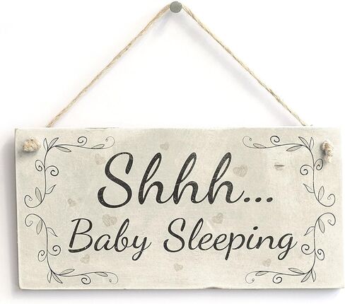 Meijiafei Shh. Baby is Sleeping Do Not Disturb Nursery Hanging Plaque Baby Door Cot Sign 10" X 5" in Kuwait