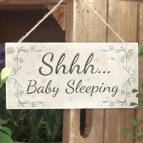 Meijiafei Shh. Baby is Sleeping Do Not Disturb Nursery Hanging Plaque Baby Door Cot Sign 10" X 5" in Kuwait