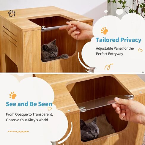 منزل للقطط في الاماكن المغلقة من ميد فور بتس، كهف خشبي مخفي للقطط الصغيرة مع وسادة خدش، سرير للقطط مع حاجز شفاف قابل للتعديل، خزانة مخبأة بتصميم مكعب عصري لطيف للحيوانات الاليفة الصغيرة التي يقل وزنها in Kuwait