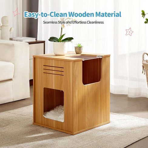 منزل للقطط في الاماكن المغلقة من ميد فور بتس، كهف خشبي مخفي للقطط الصغيرة مع وسادة خدش، سرير للقطط مع حاجز شفاف قابل للتعديل، خزانة مخبأة بتصميم مكعب عصري لطيف للحيوانات الاليفة الصغيرة التي يقل وزنها in Kuwait