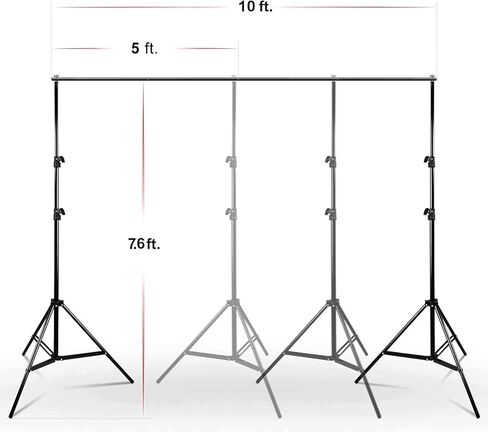 JS JULIUS STUDIO 10 ft. Wide Backdrop Stand, 9 x 13 ft. Silky Texture Green Screen Chromakey Background Backdrop with 4 Set of Strong Clamps and String Clips, JSAG704 in Kuwait