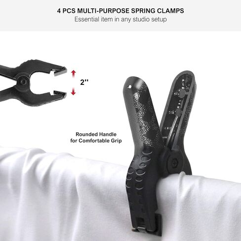 JS JULIUS STUDIO 10 ft. Wide Backdrop Stand, 9 x 13 ft. Silky Texture Green Screen Chromakey Background Backdrop with 4 Set of Strong Clamps and String Clips, JSAG704 in Kuwait