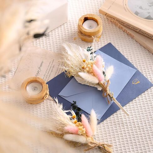 Auidy_6TXD 4 قطع باقة زهور مجففة صغيرة، أوراق النخيل الطبيعية المجففة، سيقان الأوكالبتوس ذيل أرنب مجفف لديكور زفاف بوهو، ترتيب الزهور المجففة لحفلات الزفاف، العروة، ديكور الطاولة، الحفلات in Kuwait