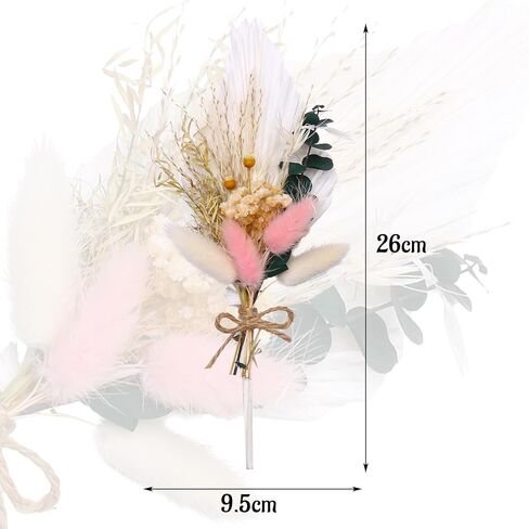 Auidy_6TXD 4 قطع باقة زهور مجففة صغيرة، أوراق النخيل الطبيعية المجففة، سيقان الأوكالبتوس ذيل أرنب مجفف لديكور زفاف بوهو، ترتيب الزهور المجففة لحفلات الزفاف، العروة، ديكور الطاولة، الحفلات in Kuwait