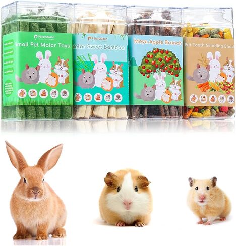 PStarDMoon Bunny Chew Toys, Apple Wood Sticks Timothy Hay Sticks Sweet Bamboo，Snacks for Rabbits, Promote Teeth Health, Digestive Health, Suitable for Rabbits Hamsters Guinea Pigs Chinchillas (1) in Kuwait