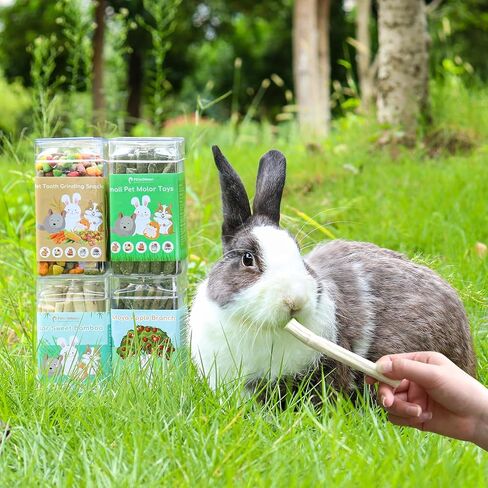PStarDMoon Bunny Chew Toys, Apple Wood Sticks Timothy Hay Sticks Sweet Bamboo，Snacks for Rabbits, Promote Teeth Health, Digestive Health, Suitable for Rabbits Hamsters Guinea Pigs Chinchillas (1) in Kuwait