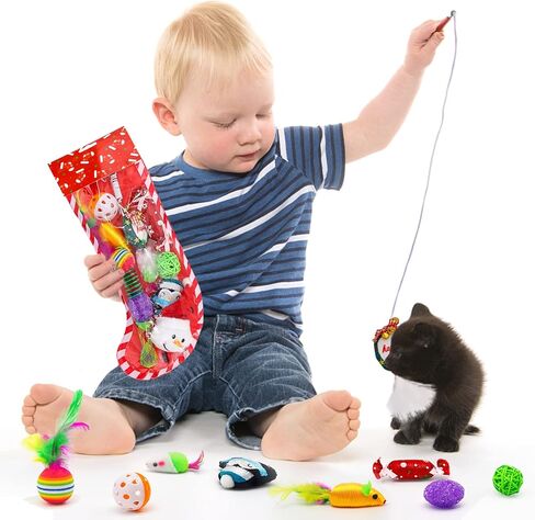 ZALALOVA Christmas Dog Stocking Gifts Toys Set, 6 Pcs Xmas Dogs Toys Chew Toys Assorted Santa Clause Gingerbread Man Bone Shape Christmas Tree Candy Cane Shape Chewer Interactive Ball Gifts in Kuwait