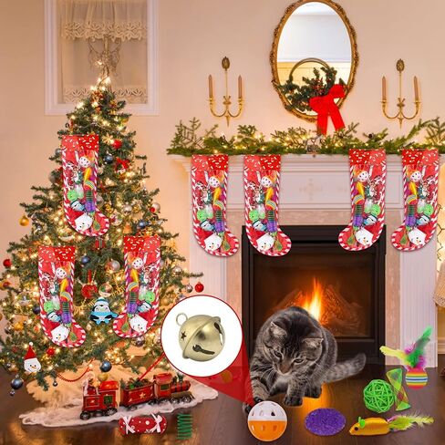 ZALALOVA Christmas Dog Stocking Gifts Toys Set, 6 Pcs Xmas Dogs Toys Chew Toys Assorted Santa Clause Gingerbread Man Bone Shape Christmas Tree Candy Cane Shape Chewer Interactive Ball Gifts in Kuwait