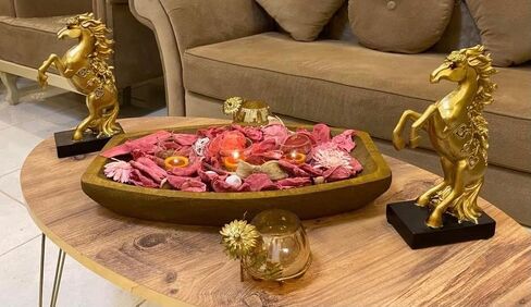 وعاء عجين 17.75 انش × 10.3 انش × 2.36 انش، قطع مركزية للطاولة لغرفة الطعام، وعاء زخرفي، وعاء خشبي، ديكور لطاولة الطعام، ملحقات غرفة المعيشة، وعاء بقاعدة in Saudi Arabia