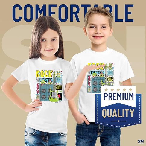 قميص SDN CUSTOM للجنسين من البوليستر للأطفال الصغار، بأكمام قصيرة وتصميم رقبة دائرية (5 عبوات) in Kuwait