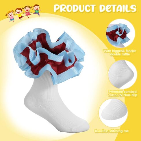 10 Pairs Ruffle Socks Double Lace Frilly Dress Socks Princess Tutu Socks for Kids Infant Toddler Baby Girls Little Girls, 10 Styles, Multicolor, One Size in Saudi Arabia