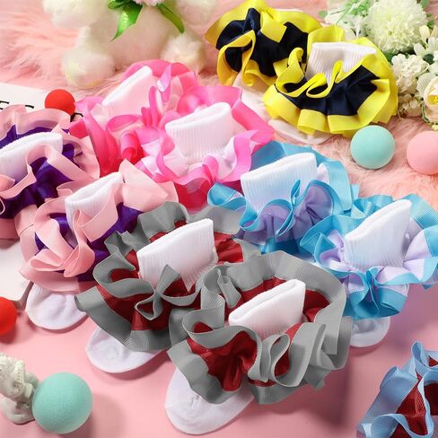 10 Pairs Ruffle Socks Double Lace Frilly Dress Socks Princess Tutu Socks for Kids Infant Toddler Baby Girls Little Girls, 10 Styles, Multicolor, One Size in Saudi Arabia