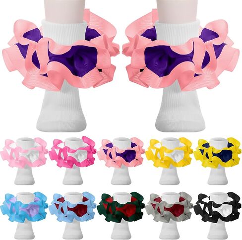 10 Pairs Ruffle Socks Double Lace Frilly Dress Socks Princess Tutu Socks for Kids Infant Toddler Baby Girls Little Girls, 10 Styles, Multicolor, One Size in Saudi Arabia