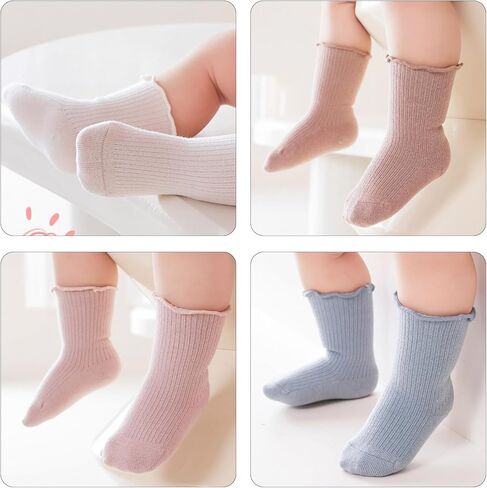 VIAOKUTH Baby Girls Socks Anti Slip Frilly Ruffle Cotton Socks Cute Princess Socks for Toddler Socks 5 Pairs in Kuwait