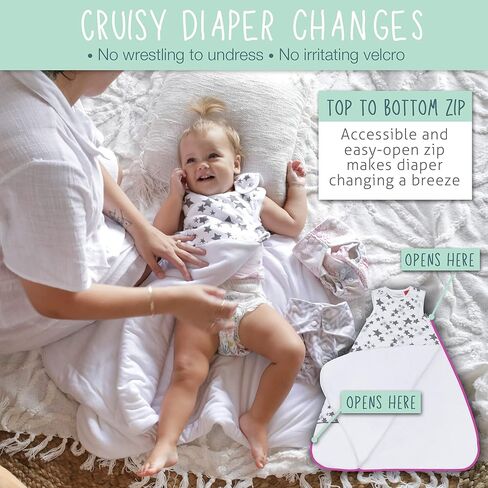 Baby Sleeping Sack, Organic Cotton, for 6-24 Months, Swaddle Transition Sleeping Bag, 2-Way Zipper, Warm - Soft Baby Wearable Blanket in Kuwait