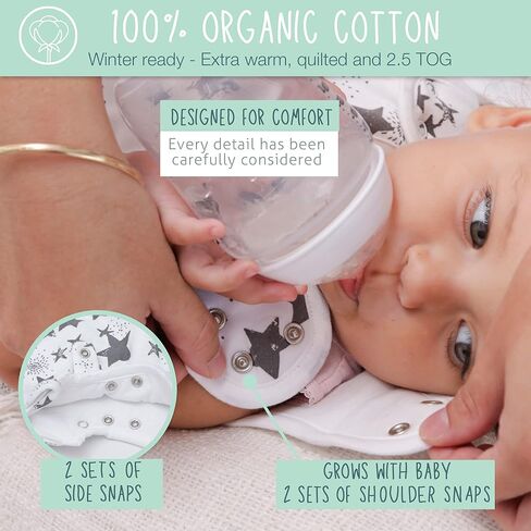 Baby Sleeping Sack, Organic Cotton, for 6-24 Months, Swaddle Transition Sleeping Bag, 2-Way Zipper, Warm - Soft Baby Wearable Blanket in Kuwait