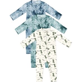 Jimonda Baby Girl Boys Bamboo Rayon Pajamas,Footless Pjs | Soft,breathable,skin-friendly fabric,2 Way Zipper,Tie-dye sleepwear,Long sleeve,cool and dry,stretchy,Zipper Guard, Durable in Kuwait