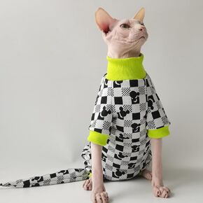 Sphynx Cat Clothes, Cat Jumpsuit, Cat Pajamas for Cats Only, Pet Onesies, Hairless Cat Clothing with Hat and Tail Cover Full Set, Cat Apparel for Cornish Rex, and Devon Rex (Small, Full Set) in Saudi Arabia