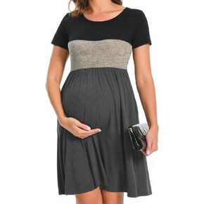 Bearsland Women’s Maternity Dresses with Pocket | Long Sleeve Scoop Neck Pregnancy Dress in Saudi Arabia