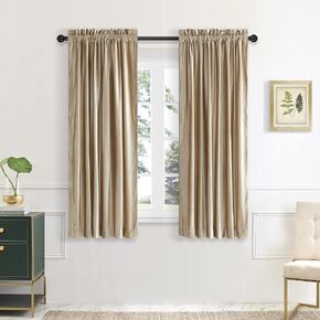 PRIMROSE Gold Curtains 84 inch for Living Room Velvet Blackout Rod Pocket Window Drapes Treatment Semi Room Darkening Decor Golden Curtains for Bedroom Set of 2 Panels in Kuwait